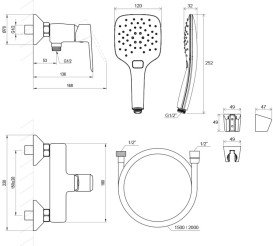 Смеситель для душа Ravak Life с душевым гарнитуром хром глянцевый X07S111