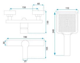 Змішувач для душу Rea Argus із душовим гарнітуром чорний матовий REA-B6406