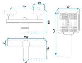 Смеситель для душа Rea Argus с душевым гарнитуром матовое золото REA-B6413