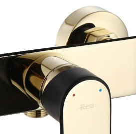 Смеситель для душа Rea Bloom с душевым гарнитуром черный/золото REA-B9938