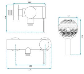 Змішувач для душу Rea Clif із душовим гарнітуром матове золото REA-B4243