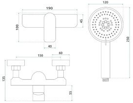 Змішувач для душу Rea Dart з душовим гарнітуром хром REA-B3303
