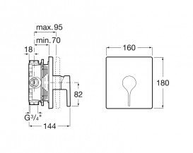 Смеситель для душа Roca Insignia однорычажный (внешняя часть) латунь хром A5A2B3AC00