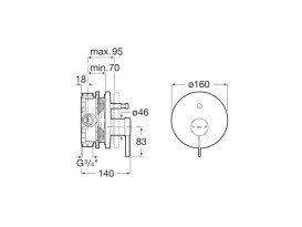 Смеситель для душа Roca Ona однорычажный на 2 потребителя Evershine черный матовый A5A0B9ENB0