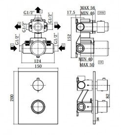 Змішувач з термостатом прихований (вбудований) Paffoni Light хром LIQ 519 CR