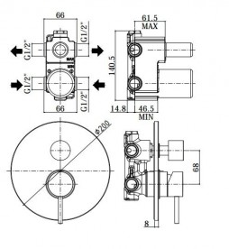 Змішувач з термостатом прихований (вбудований) Paffoni Light хром LIQ 018 CR