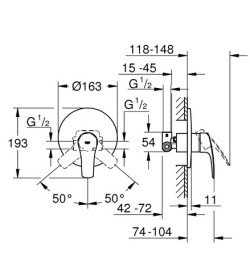 Смеситель для душа скрытого монтажа Grohe Eurosmart с душевым гарнитуром хром UA33556002