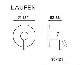 Змішувач для душу прихованого монтажу Laufen Kartell одноважільний матова нержавіюча сталь з PVD-покриттям H3313360900001