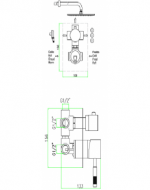 Змішувач для душу прихованого монтажу з перемикачем Fiore XENON хром 44CR7501