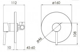 Змішувач для душу прихованого монтажу Volle Cruze одноважільний золотий 1547.100215