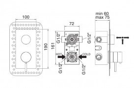 Змішувач для душа Treemme Philo прихованого монтажу термостатичний 7571VLСС