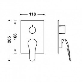 Змішувач для душу Tres Base Plus вбудований 2 споживача хром 21628110