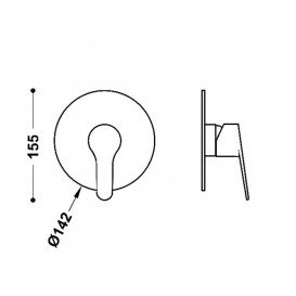 Змішувач для душу Tres Base вбудований 1 споживач хром 21527810