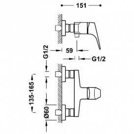 Змішувач для душу Tres Canigo одноважільний з душовим набором хром 21716701