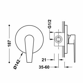 Змішувач для душу Tres Class-Tres Rapid-Box вбудований одноважільний хром 20527701
