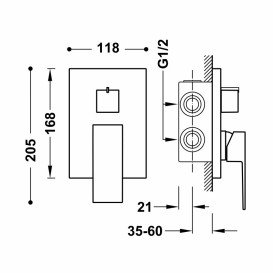 Змішувач для душу Tres Cuadro Exclusive (2 канали) вбудований одноважільний золото 10628001OR