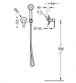 Змішувач для душа Tres Flat-Tres одноважільний з ручним душем хром 20417702