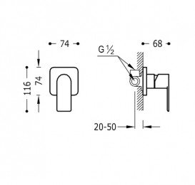 Змішувач для душа Tres Loft-Tres вбудовується 1 споживач хром 20017701