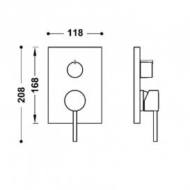 Змішувач для душу Tres Max вбудований 2 споживача хром 06228110