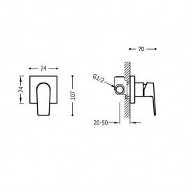 Смеситель для душа Tres Project colors однорычажный встраиваемый черный металл 21117701KM