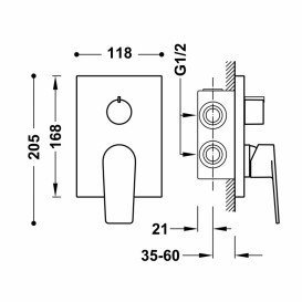 Смеситель для душа Tres Project-Tres (2 канала) встраиваемый однорычажный розовое золото 21128001OP