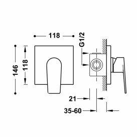 Змішувач для душу Tres Project-Tres вбудований одноважільний золото 21127701OR