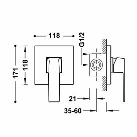 Смеситель для душа Tres Slim Exclusive встраиваемый однорычажный золото 20227701OR