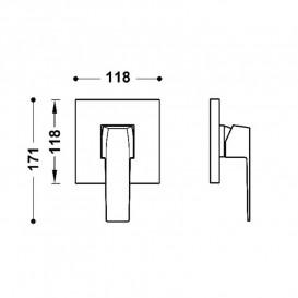 Змішувач для душу Tres Slim-Tres вбудований 1 споживач сталь 20227810AC