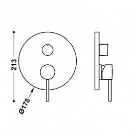 Змішувач для душу Tres Study Exclusive вбудований 2 споживача одноважільний металік чорний 26228110KM
