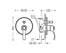 Смеситель для душа Tres Tres-Сlasic однорычажный встраиваемый 2 канала хром 24218001