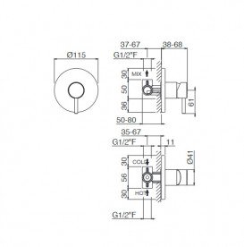 Змішувач для душа Vema Maira прихованого монтажу одноважільний чорний матовий V27130F0202