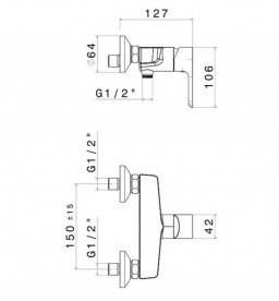 Змішувач для душа Vema Slate одноважільний хром V14090B0010