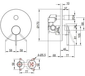 Змішувач для душу Villeroy & Boch Dawn матовий чорний TVS106353110K5