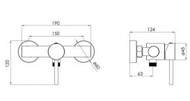 Смеситель для душа Volle Cruze однорычажный хром 1547.100101