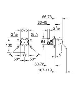 Змішувач для душу вбудований Grohe Essence одноважільний фантомний чорний 29197KF0