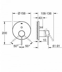 Смеситель для душа встраиваемый Grohe Essence однорычажный с переключателем хром 24058001