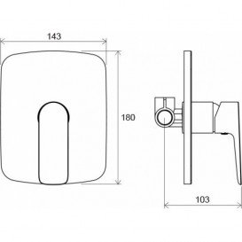 Змішувач для душа вбудовується Ravak Classic CL 062.00 без перемикача латунь хром X070087