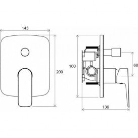 Смеситель для душа встраиваемый Ravak Classic CL 065.00 с переключателем для R-box латунь хром X070088