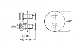 Смеситель для душа встраиваемый Roca Loft двухвентильный с термостатом хром A5A0743C00