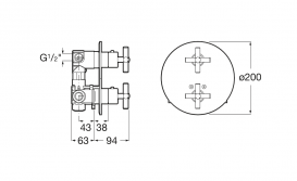 Смеситель для душа встраиваемый Roca Loft двухвентильный с термостатом хром A5A0643C00