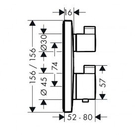Смеситель для душа встраиваемый с термостатом на 1 потребителя Hansgrohe коллекция Ecostat Square хром 15712000
