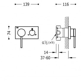 Смеситель для душа встраиваемый Tres 3V однорычажный латунь хром 21027399