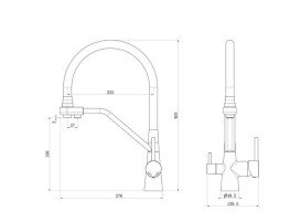 Змішувач для кухні Аквародос Bolonia із підключенням до фільтру gun metal АР000084840