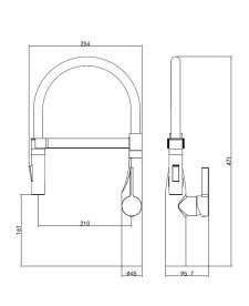 Змішувач для кухні Аквародос Palma одноважільний з висувною лійкою gun metal АР000110525
