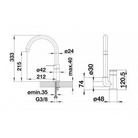Смеситель для кухни Blanco JETA однорычажный  боковой излив  шампань 519732