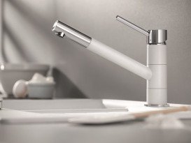 Смеситель для кухни Blanco Kano однорычажный белый/хром 525030