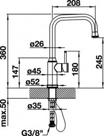Змішувач для кухні Blanco Livia-S з висувною лійкою PVD сатинове золото 526687