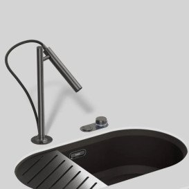 Змішувач для кухні Blanco Luneoo-S з висувним виливом матова темна сталь 527975