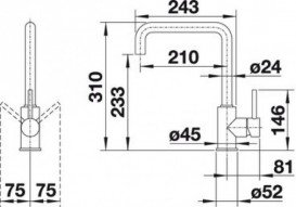 Смеситель для кухни Blanco Mili однорычажный  нержавеющая сталь  хром 519413