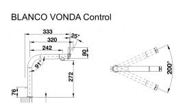 Смеситель для кухни Blanco Vonda Control однорычажный  нержавеющая сталь 518437